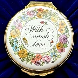 Halcyon Days 1983 Mother’s Day Enamel Trinket Box Floral Gold England
